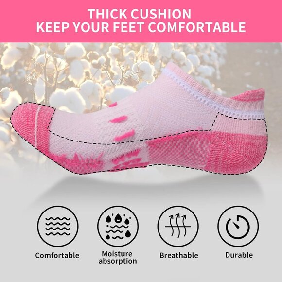 🆕Women Socks 6 Pair Running Low Cut Cotton Socks for Women Cushioned Breathable - Picture 5 of 7
